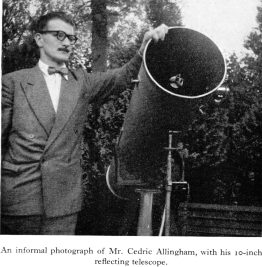 Cedric Allingham with his 10 inch reflecting telescope